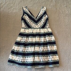 NSR Women Sleeveless Deep V Neck Lace Midi A Line Dress